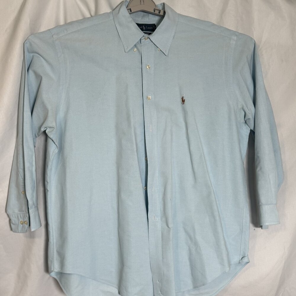 Ralph Lauren Yarmouth Oxford Shirt Mens L Light Blue Button Down 100% Cotton